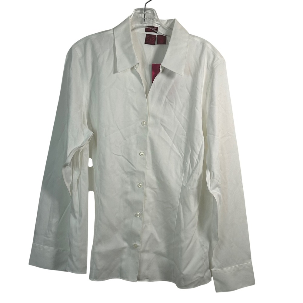 212 Collection Womens Non Iron Woven Shirt White Long Sleeve XL New